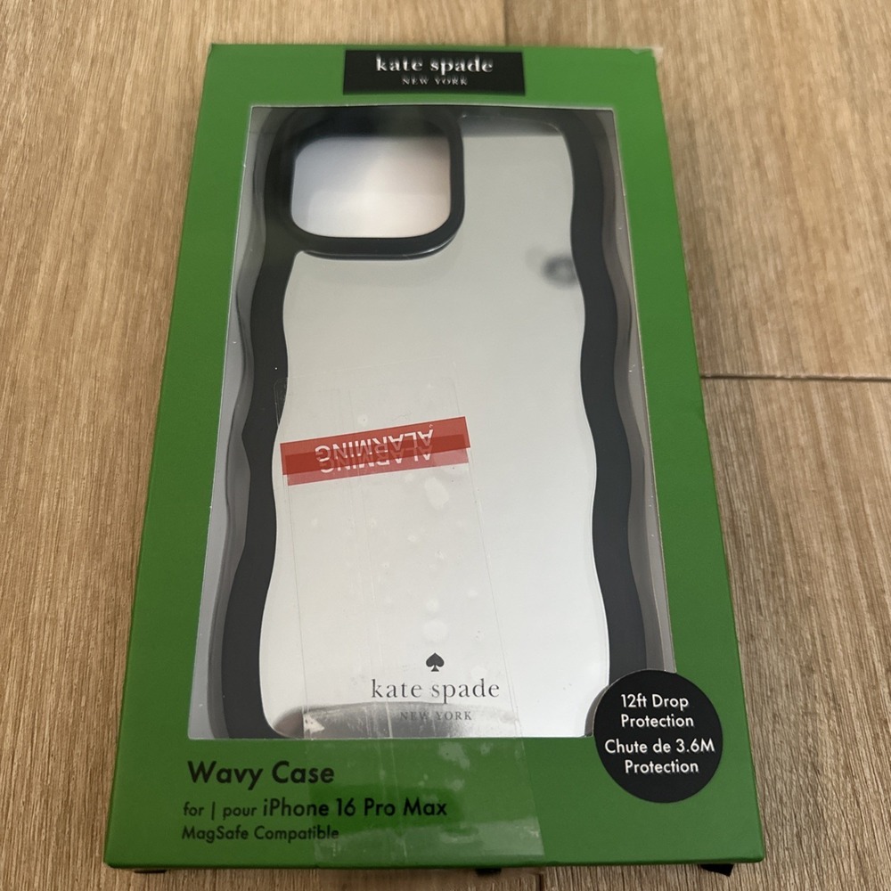 KATE SPADE Black Wavy Mirrored iPhone 16 PRO‎ MAX Case Brand NEW